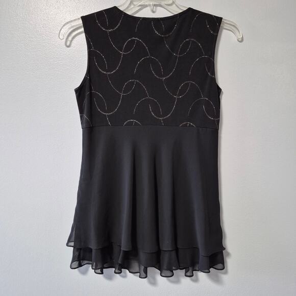 R&M Richards Womens Sleeveless Black Rhinestone Evening Dressy Party Top Size 8 - Picture 2 of 12